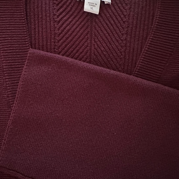 J Jill V-Neck Long Sleeve Midi Cardigan Duster Coat Rich Burgundy XL - Picture 2 of 4